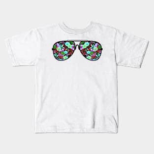 Tropical Aviator Summer Sunglasses Kids T-Shirt